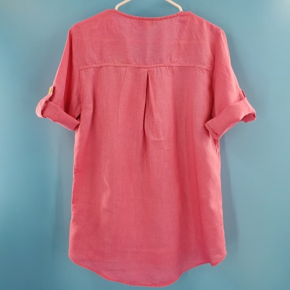 Ellen Tracy hot pink linen top *flaw* - Picture 7 of 13